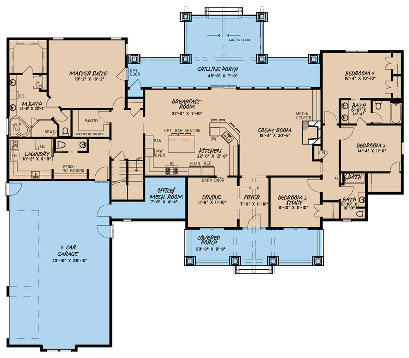 Craftsman House Plan - Appalachian Trail 68801 - 1st Floor Plan