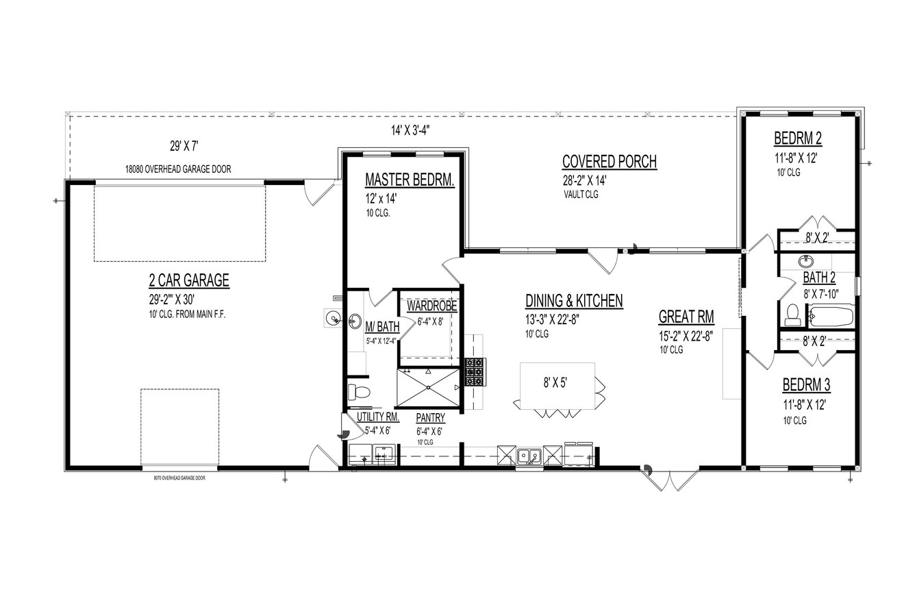 Ranch House Plan - 12021 - 1st Floor Plan