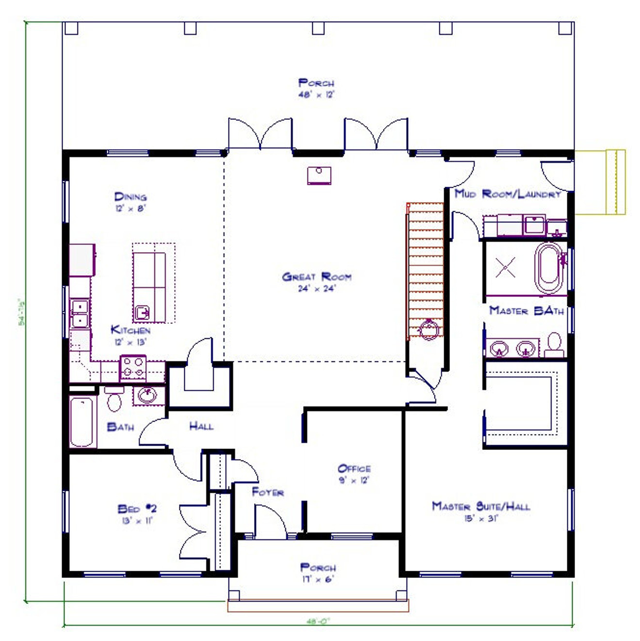 Farmhouse House Plan - Fenbrole 16793 - 1st Floor Plan