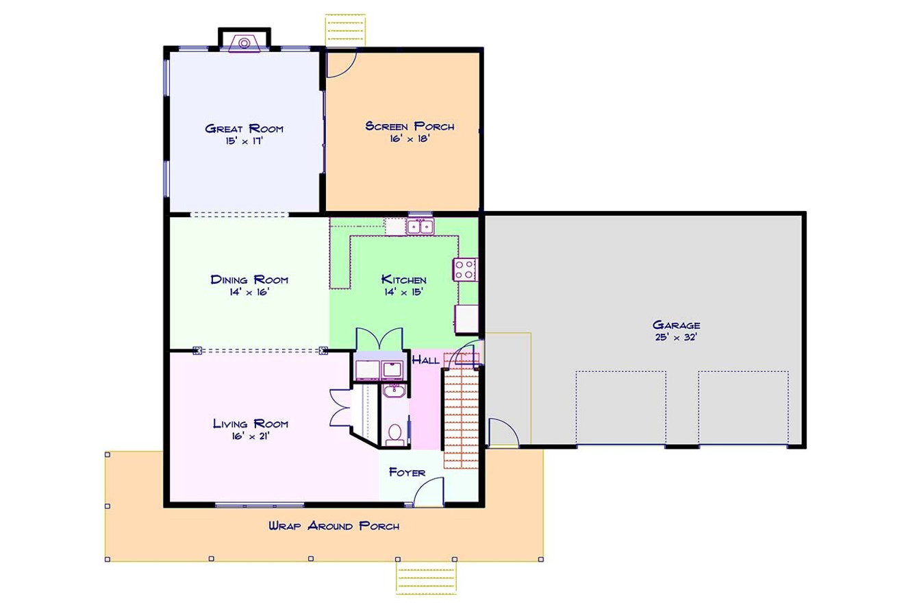 Country House Plan - Cedar Crest 69058 - 1st Floor Plan