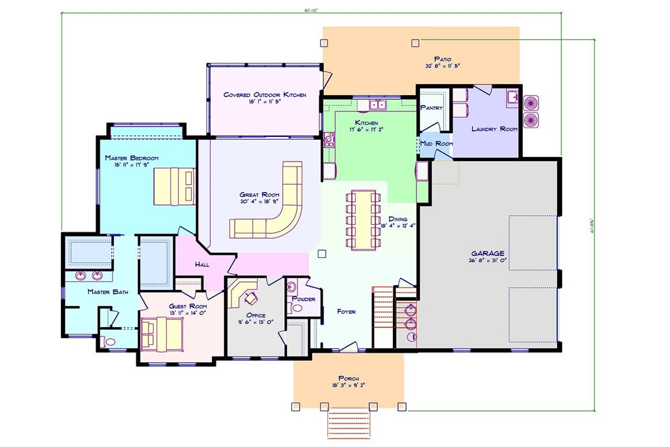 Craftsman House Plan - Paladin Heights 26796 - 1st Floor Plan