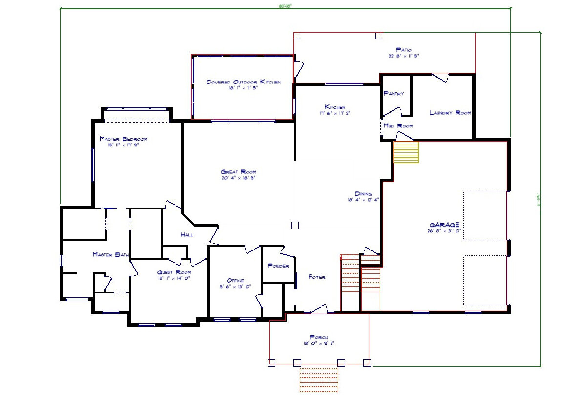 Craftsman House Plan - Paladin Heights 26796 - 1st Floor Plan