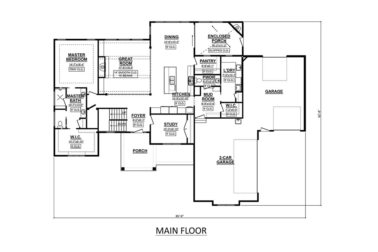 Country House Plan - 56821 - 1st Floor Plan