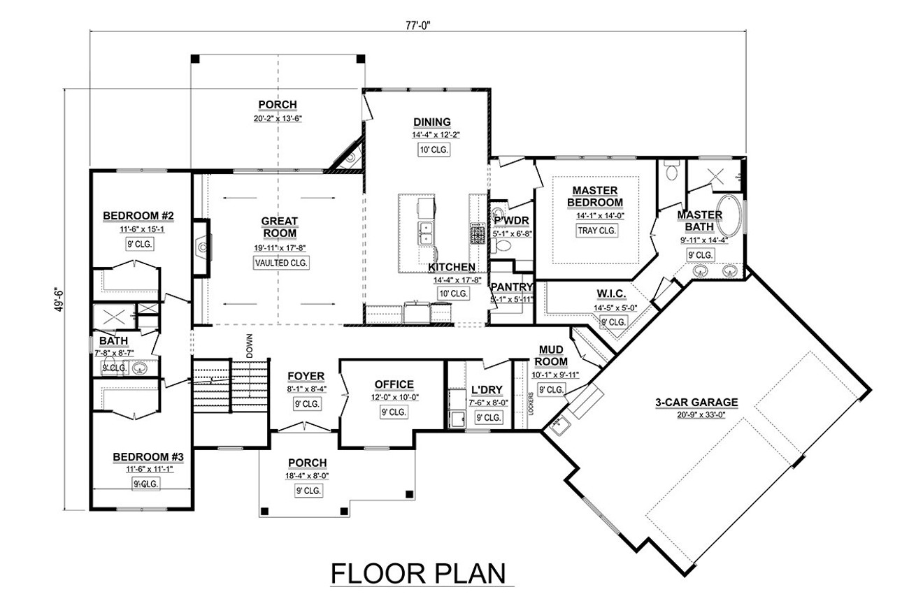 Farmhouse House Plan - 77659 - 1st Floor Plan