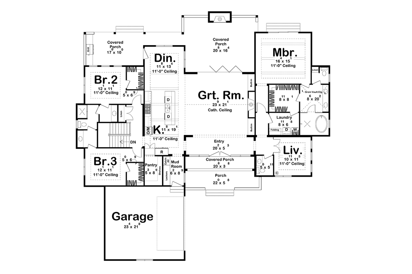 Classic House Plan - Oakcrest 70925 - 1st Floor Plan