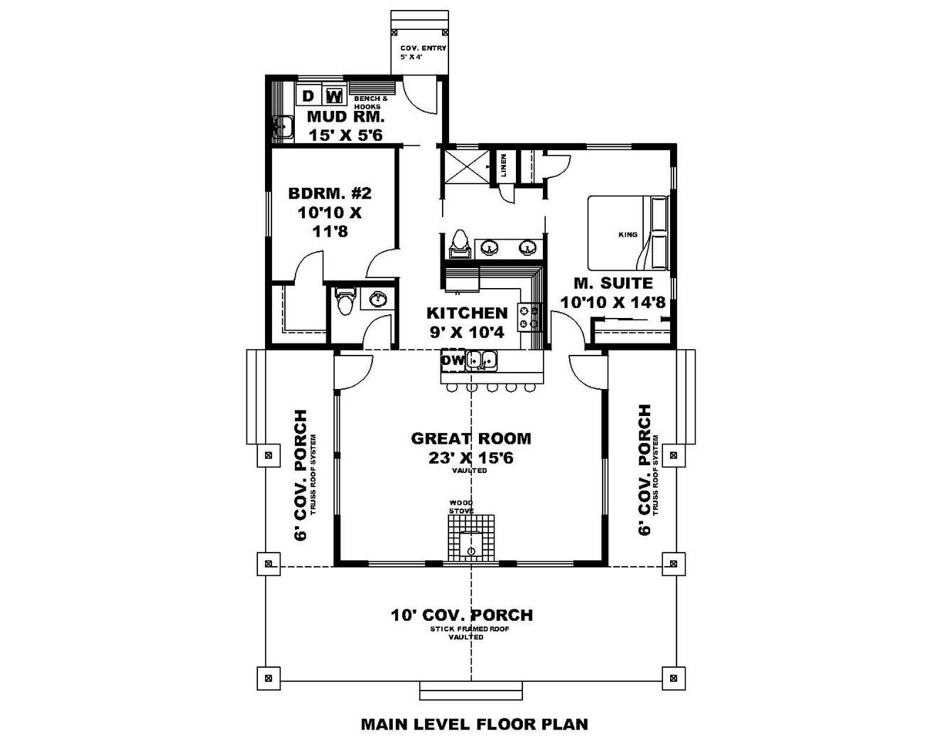 Craftsman House Plan - 63641 - 1st Floor Plan
