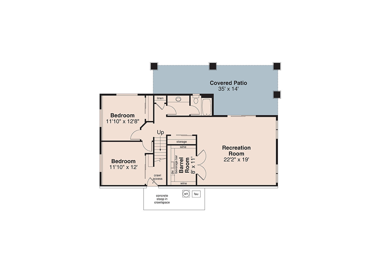 Craftsman House Plan - Willow Haven 32244 - Basement Floor Plan