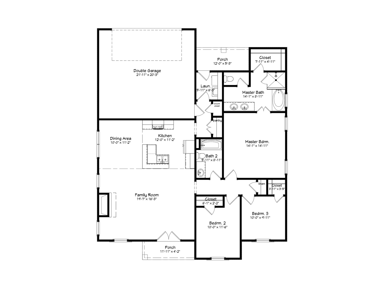 Traditional House Plan - 78670 - 1st Floor Plan