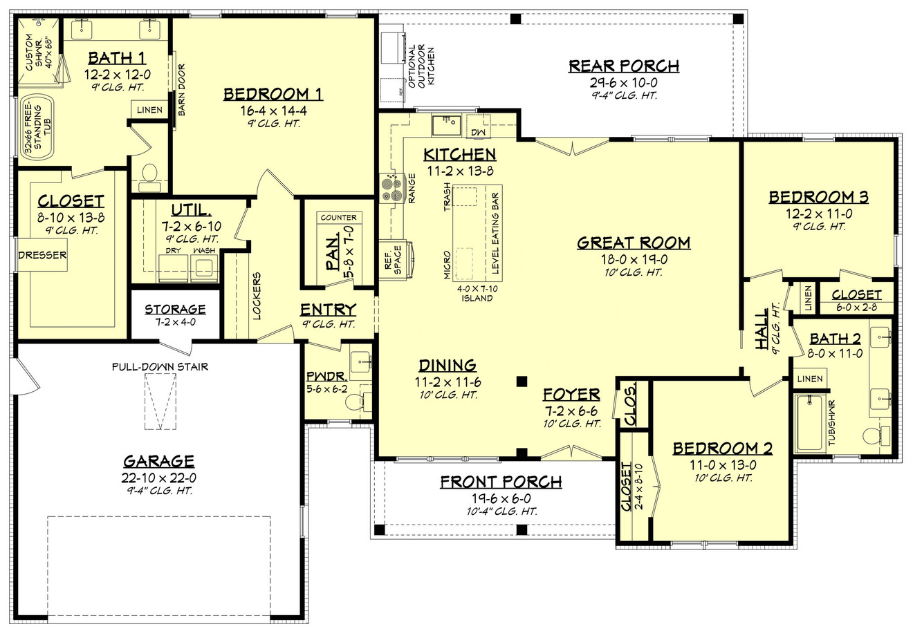 Farmhouse House Plan - Journey 45585 - 1st Floor Plan