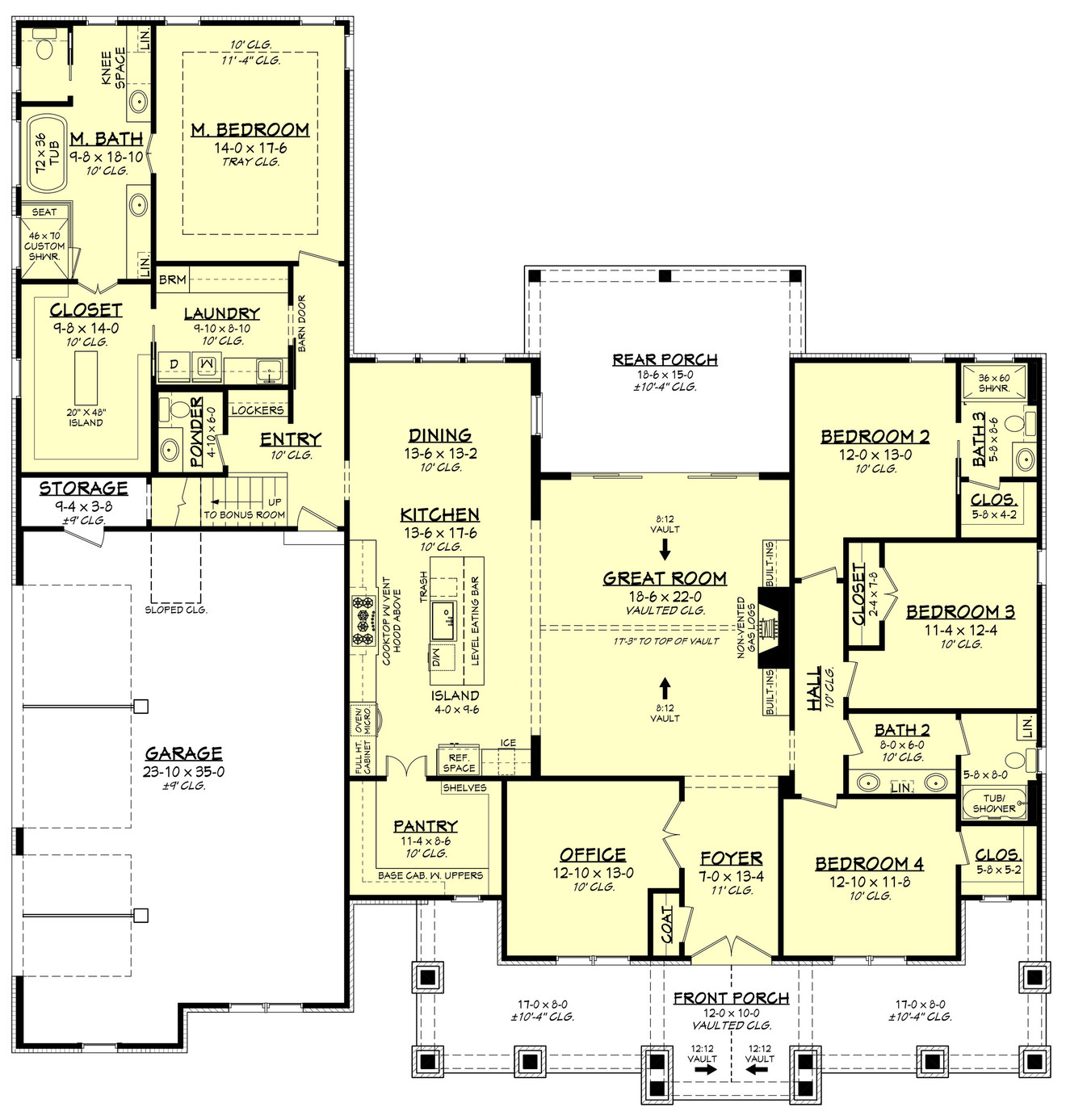 Craftsman House Plan - Barton Hills 64258 - 1st Floor Plan