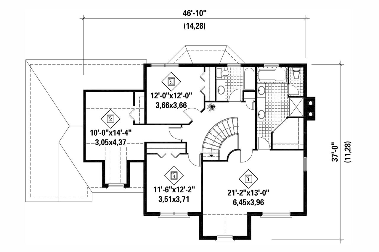 Secondary Image - European House Plan - 98691 - 2nd Floor Plan