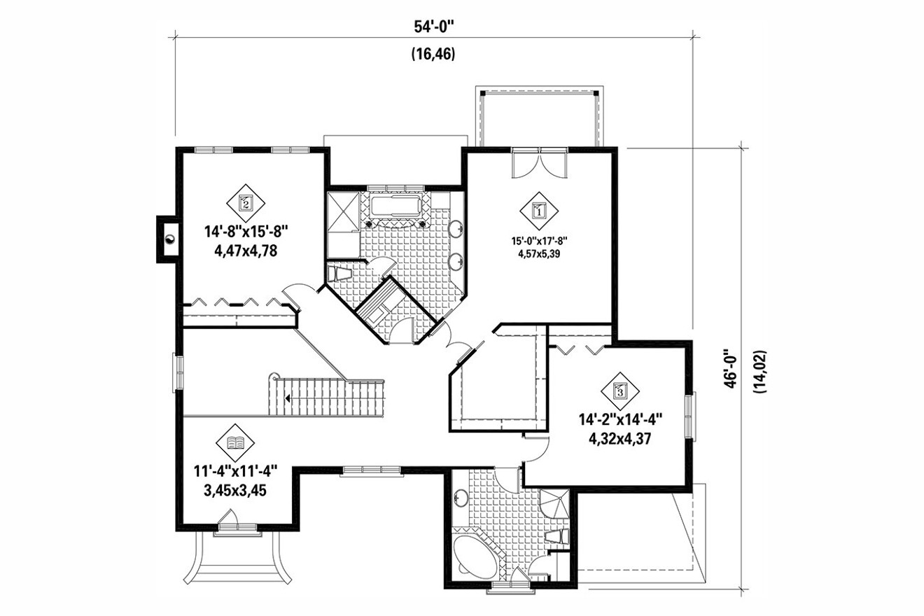 Secondary Image - French Country House Plan - 12834 - 2nd Floor Plan