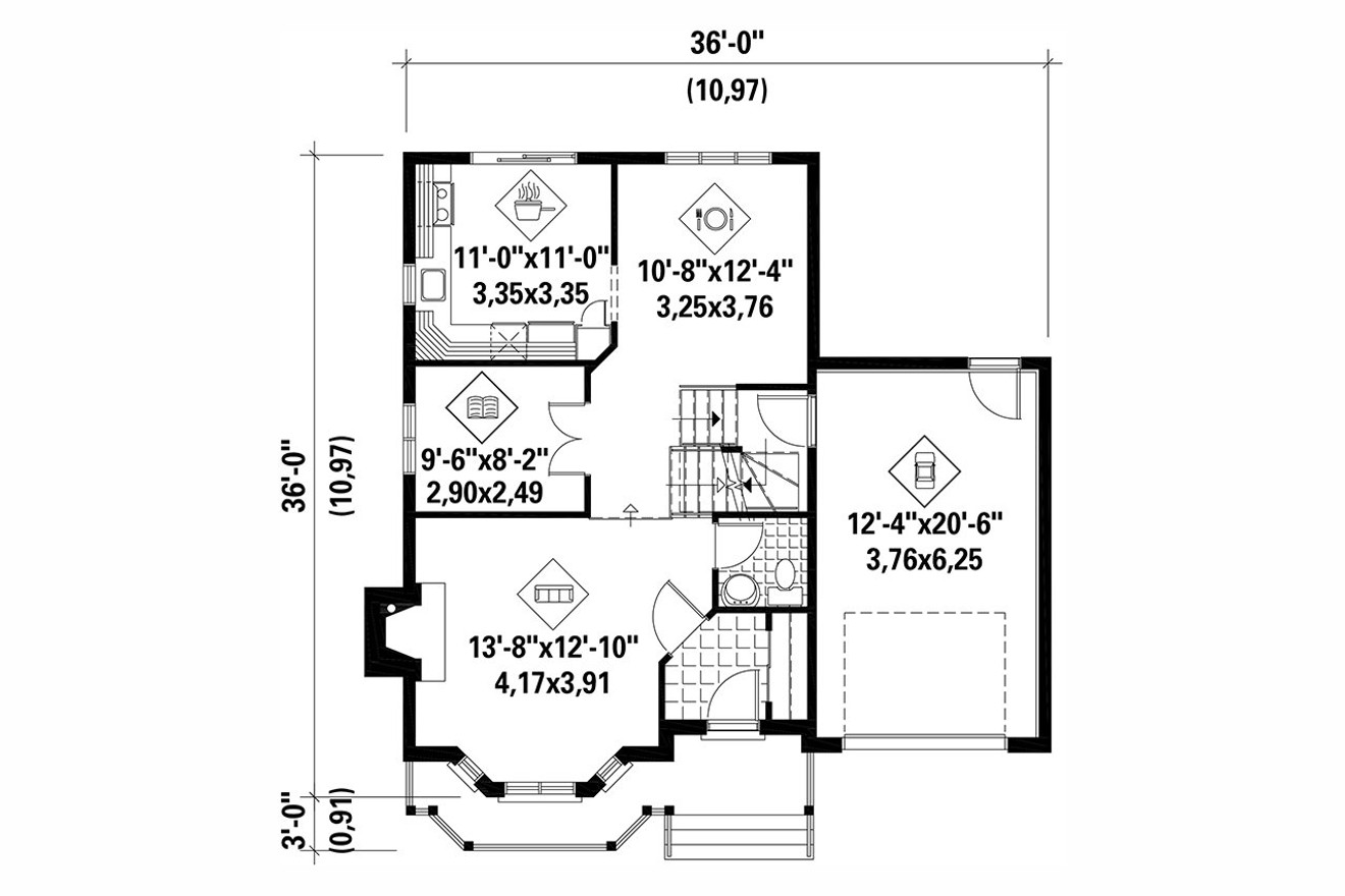 European House Plan - 38087 - 1st Floor Plan