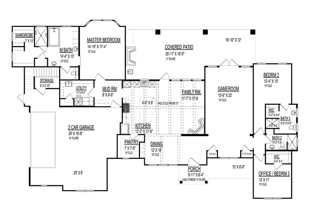 Traditional House Plan - 40932 - 1st Floor Plan