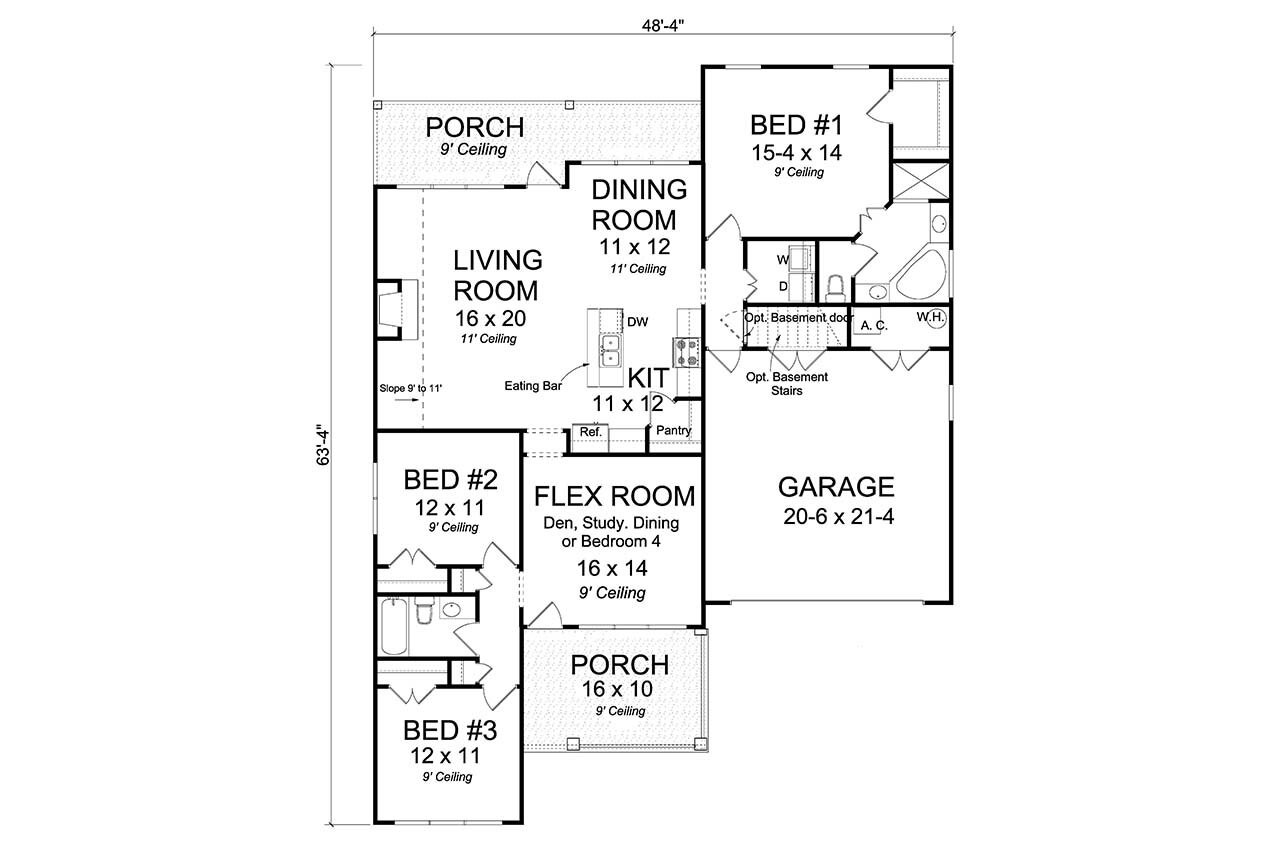 Craftsman House Plan - Bayview 88720 - 1st Floor Plan