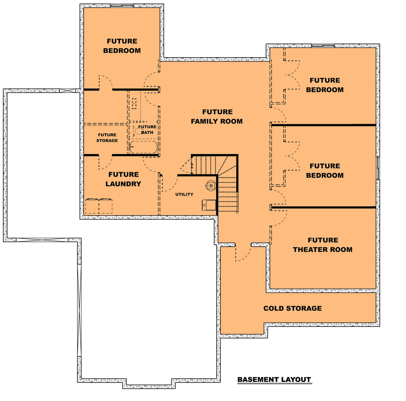 Farmhouse House Plan - The Homestead 63939 - Basement Floor Plan