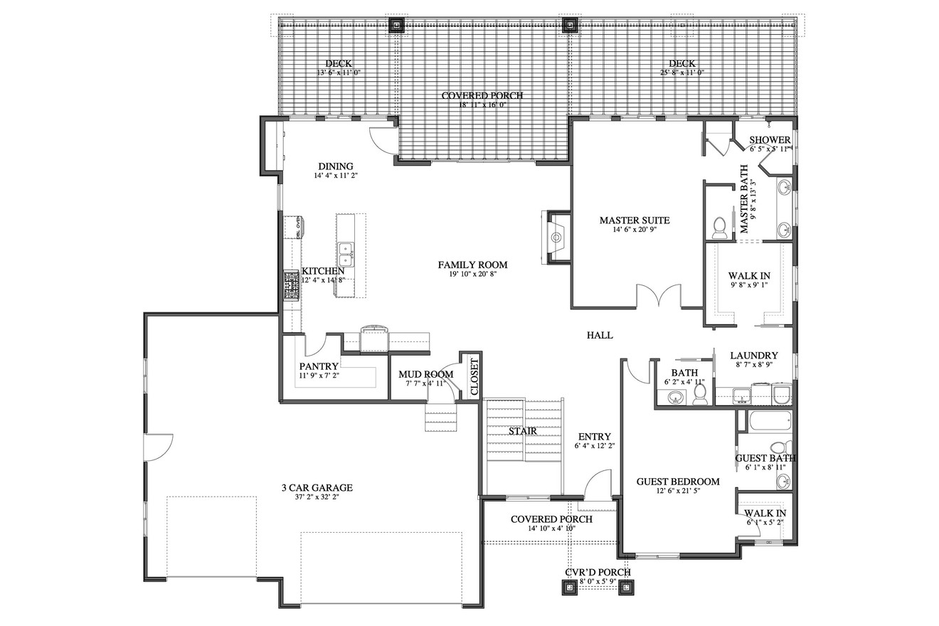 Craftsman House Plan - Schroeder 83523 - 1st Floor Plan