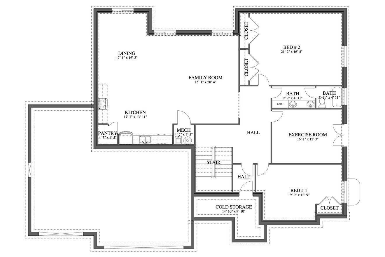 Craftsman House Plan - Schroeder 83523 - Basement Floor Plan