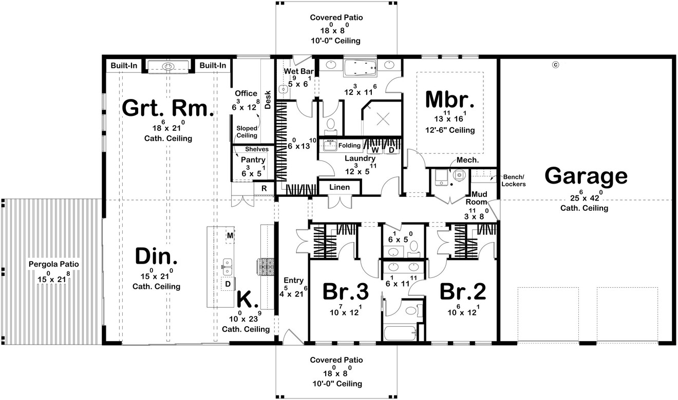 Farmhouse House Plan - Millside 74056 - 1st Floor Plan