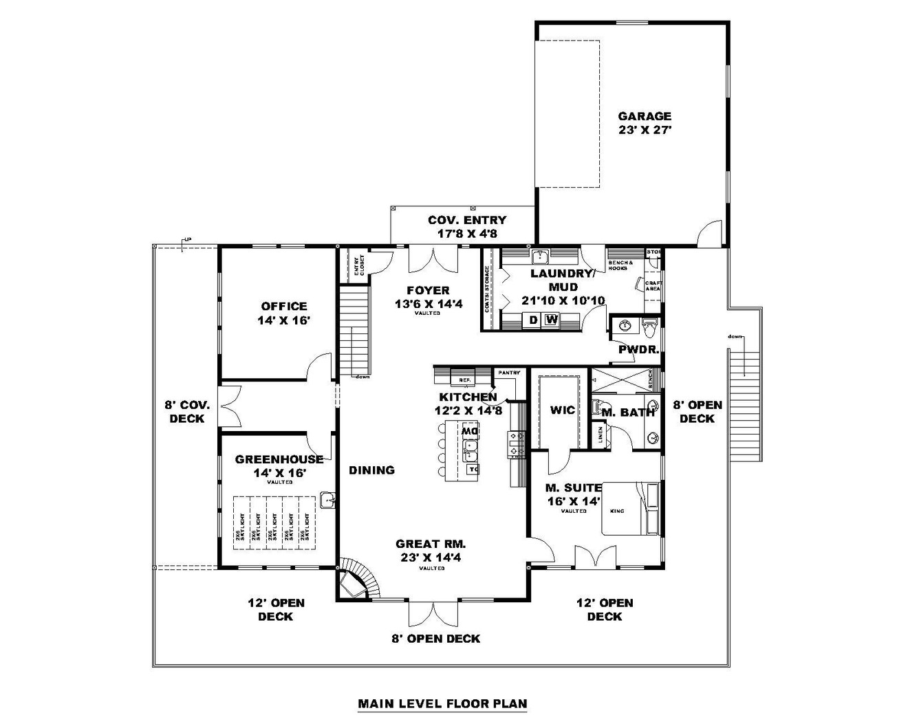 Craftsman House Plan - 64979 - 1st Floor Plan