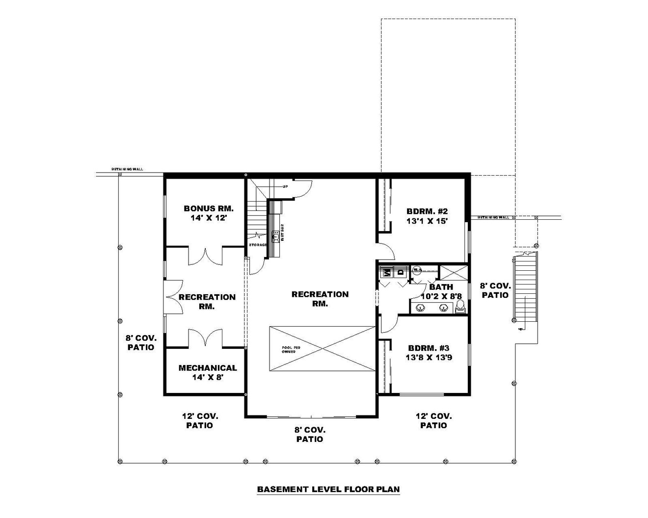 Secondary Image - Craftsman House Plan - 64979 - Basement Floor Plan