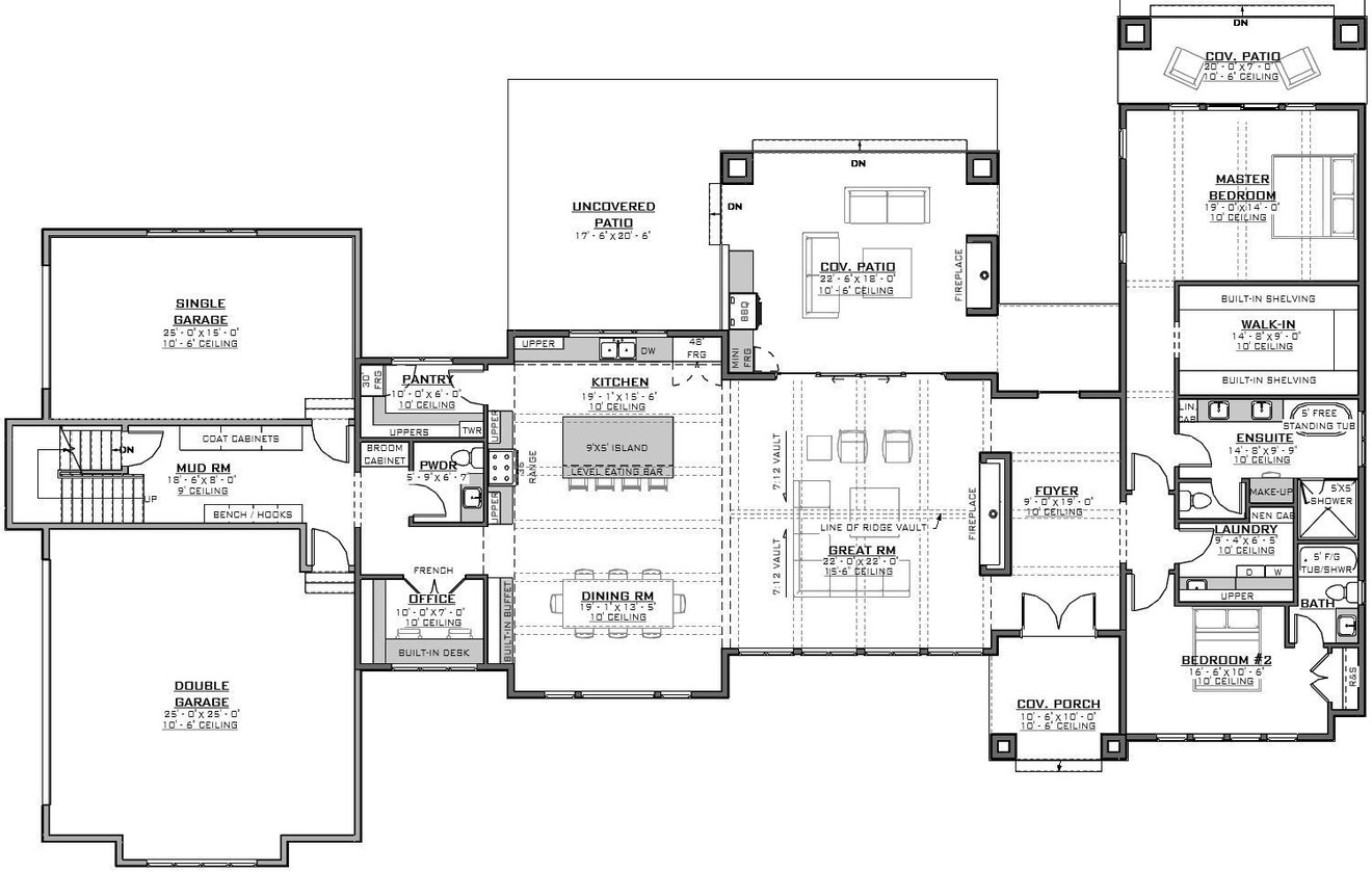 Ranch House Plan - 33953 - 1st Floor Plan