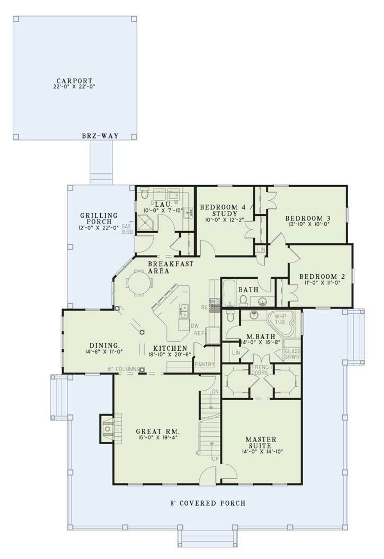 Country House Plan - Gilliam Acres 21695 - 1st Floor Plan
