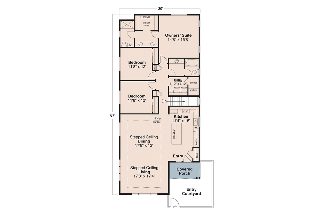 Prairie House Plan - Groveland 3 73800 - 1st Floor Plan