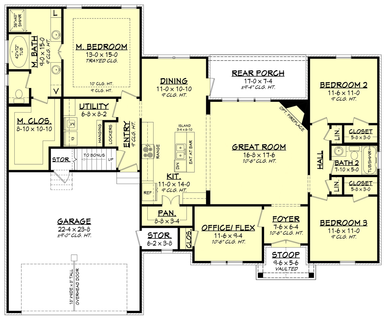 French Country House Plan - Pineview 52666 - 1st Floor Plan