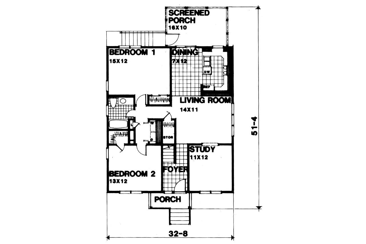Cottage House Plan - Julie  51344 - 1st Floor Plan