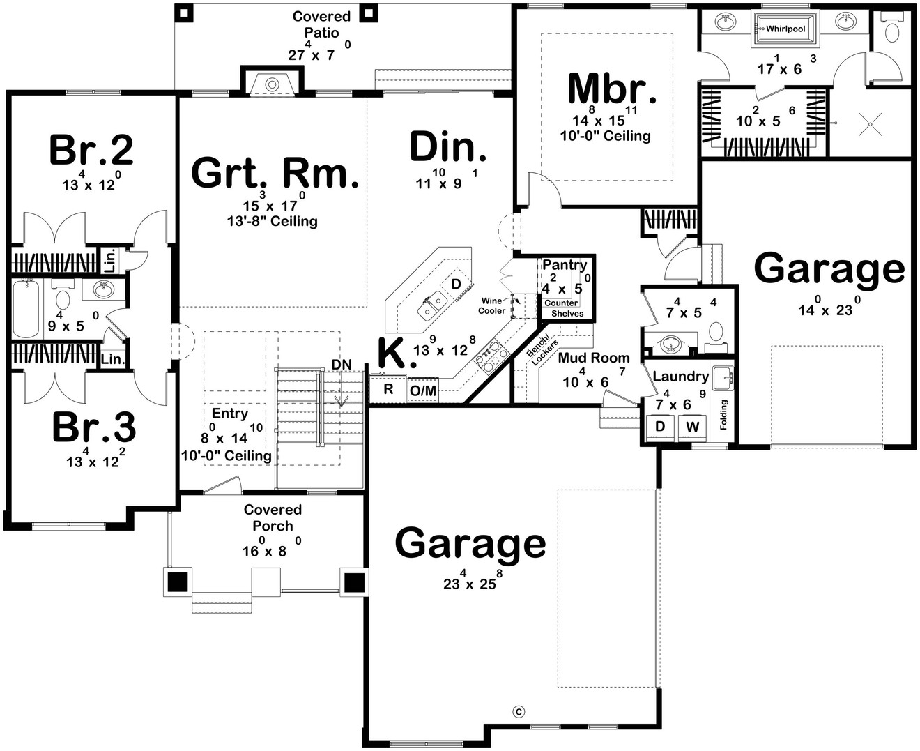 Ranch House Plan - Nordstrom 44754 - 1st Floor Plan