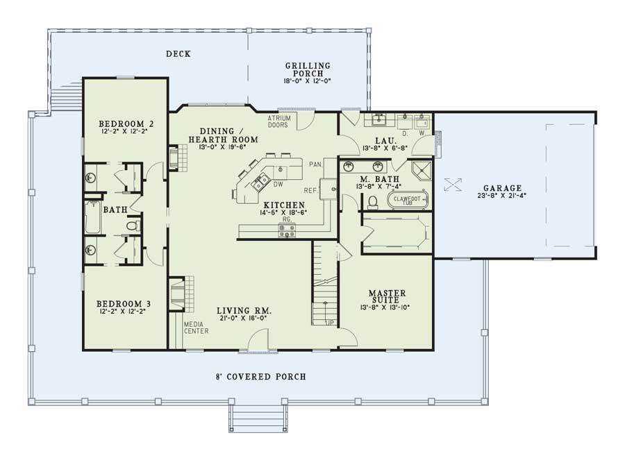 Country House Plan - Olive Street 92232 - 1st Floor Plan