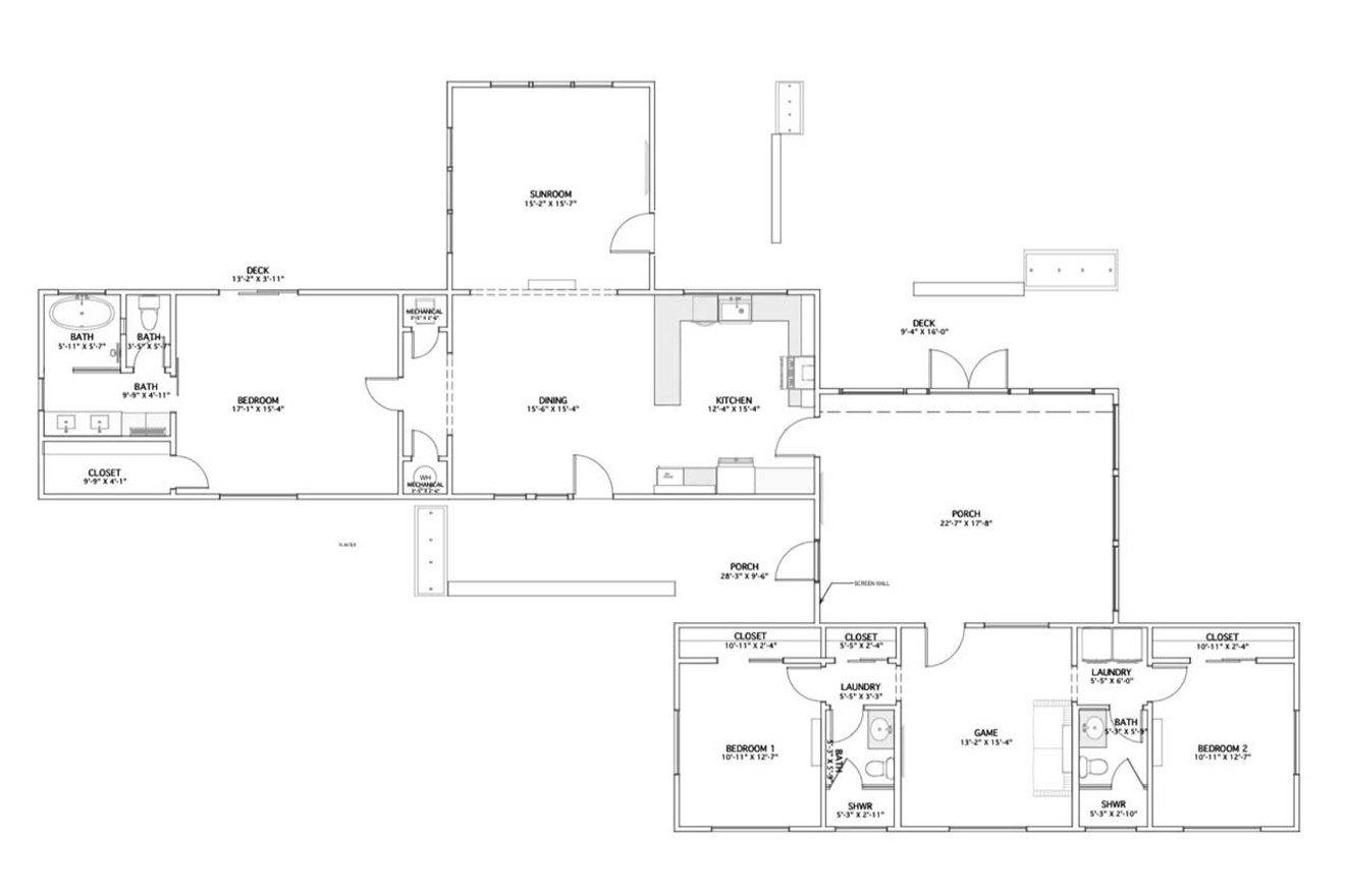 Modern House Plan - Bear & Staff 45200 - 1st Floor Plan