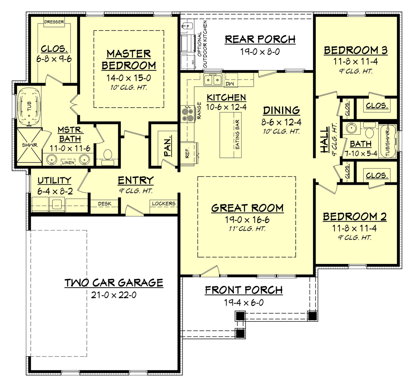 Craftsman House Plan - Sandalwood 63577 - 1st Floor Plan