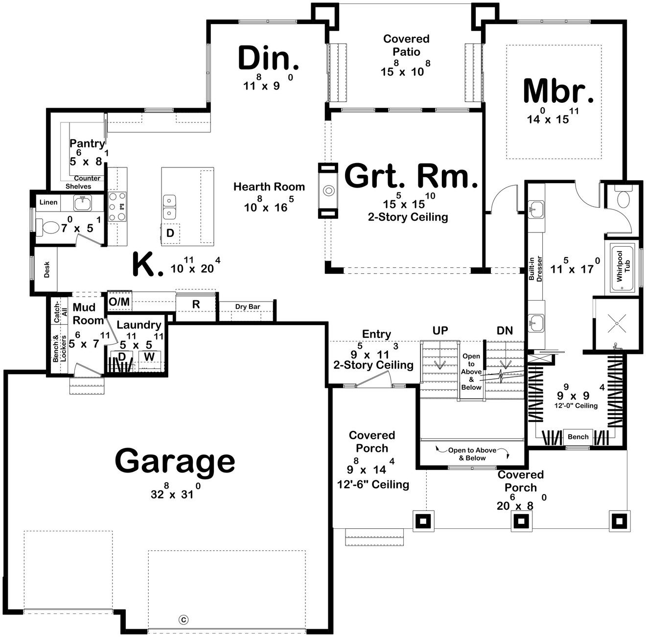 Craftsman House Plan - Kingston 13419 - 1st Floor Plan