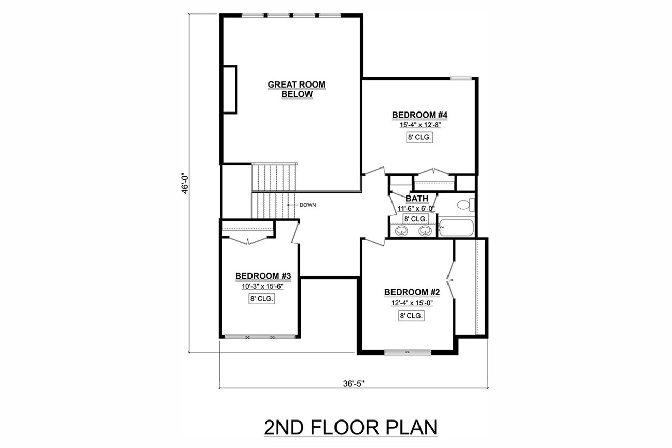 Modern House Plan - 51080 - 2nd Floor Plan