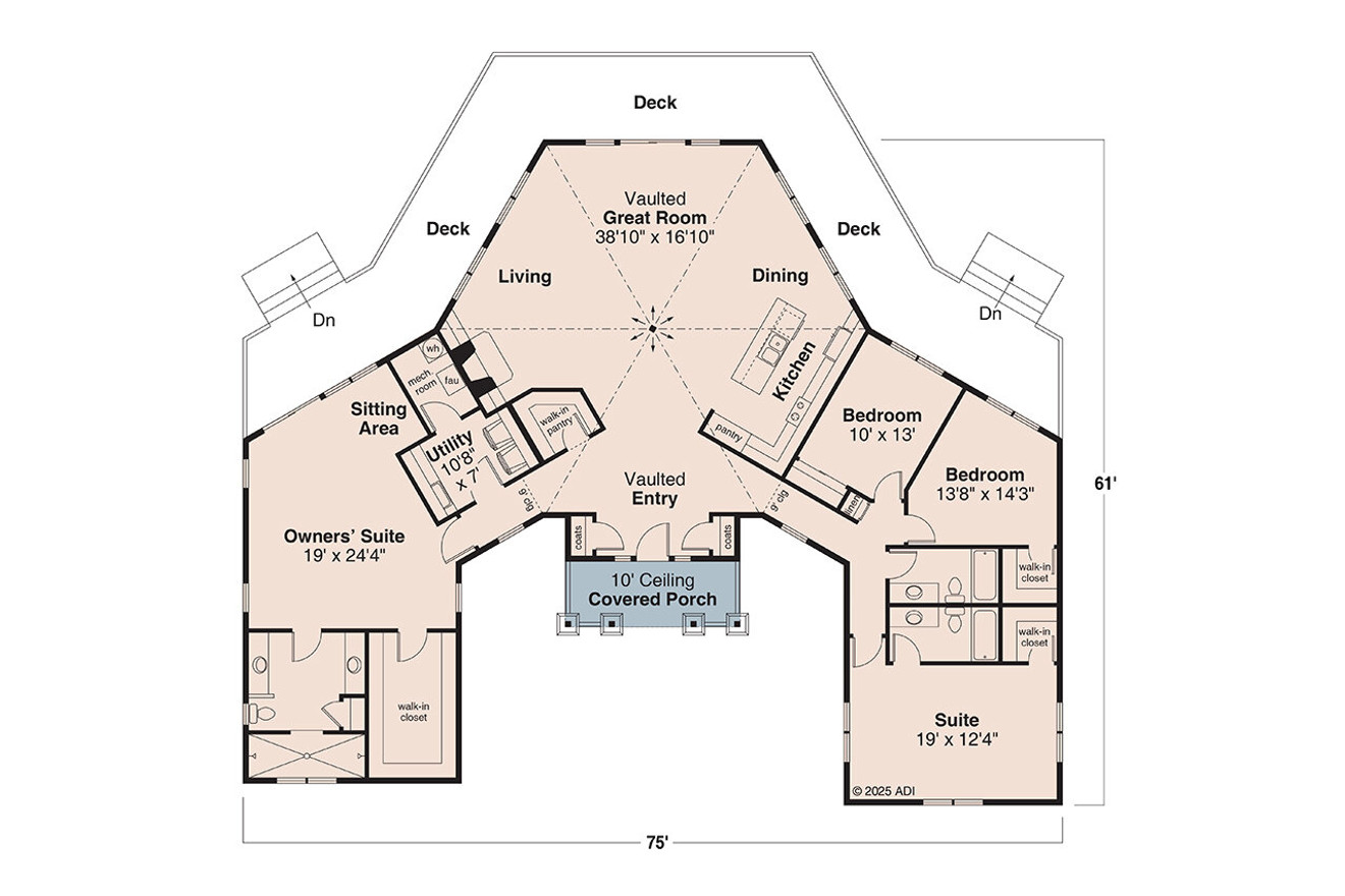 Shingle-Style House Plan - Buckley 96421 - 1st Floor Plan