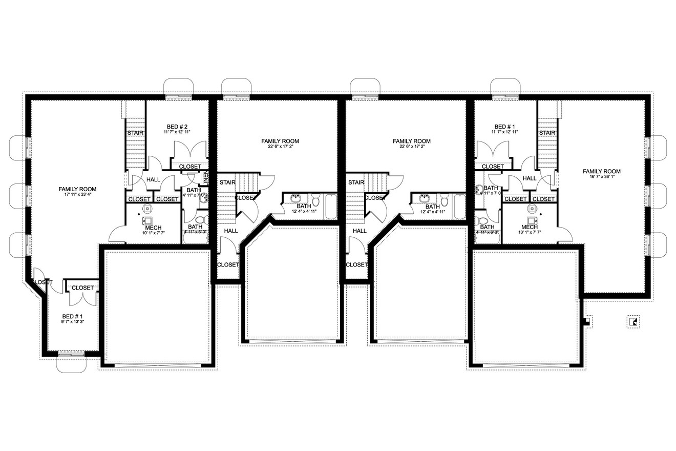 Traditional House Plan - Baeza 4 Plex 40225 - Basement Floor Plan
