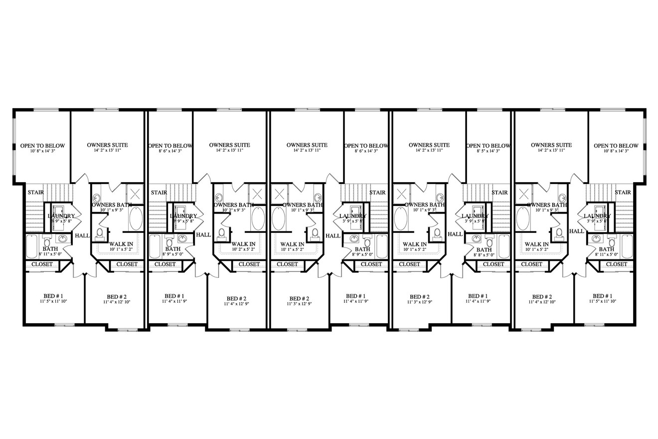 Traditional House Plan - Auburn 5 Plex 90098 - 2nd Floor Plan