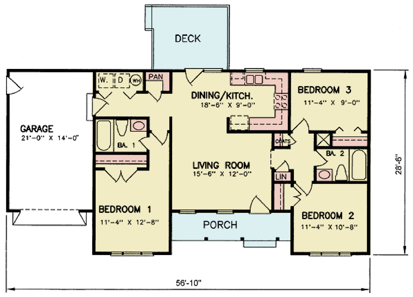 Ranch House Plan - Conner 2 76480 - 1st Floor Plan