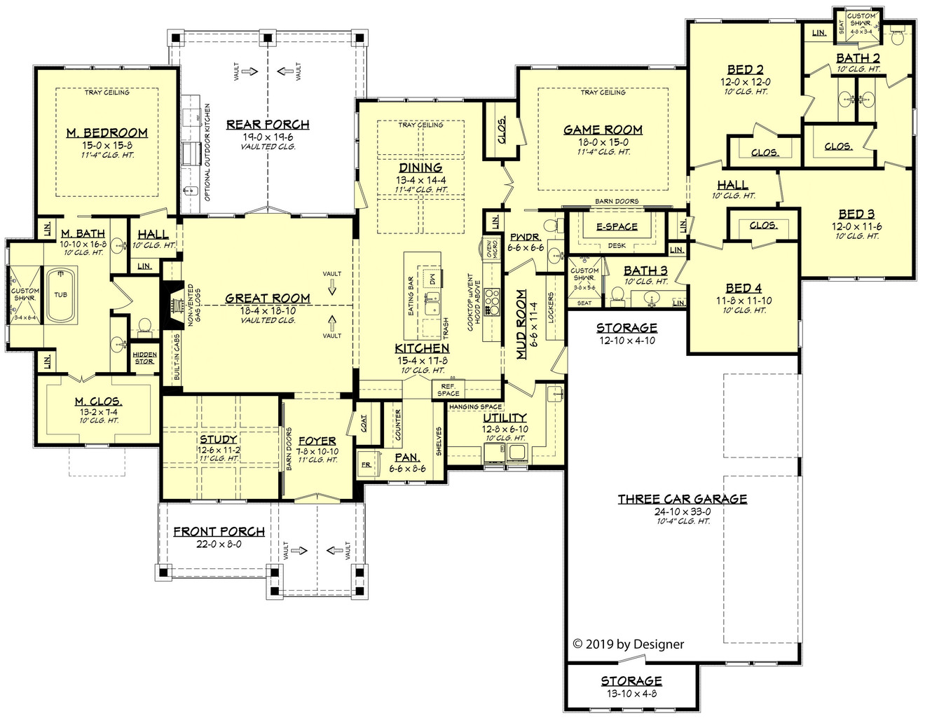 Ranch House Plan - Amarillo 80524 - 1st Floor Plan