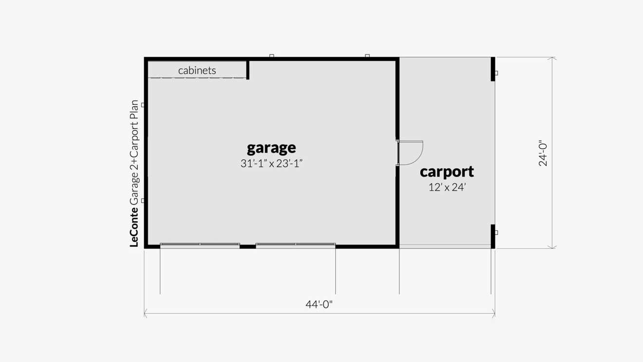 Modern House Plan - LeConte Garage 2+ Carport 58934 - 1st Floor Plan