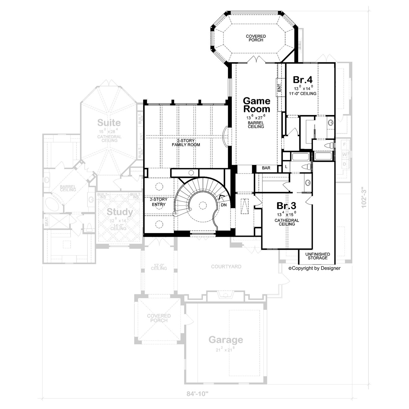 Secondary Image - French Country House Plan - Ashwood Hill 22830 - 2nd Floor Plan