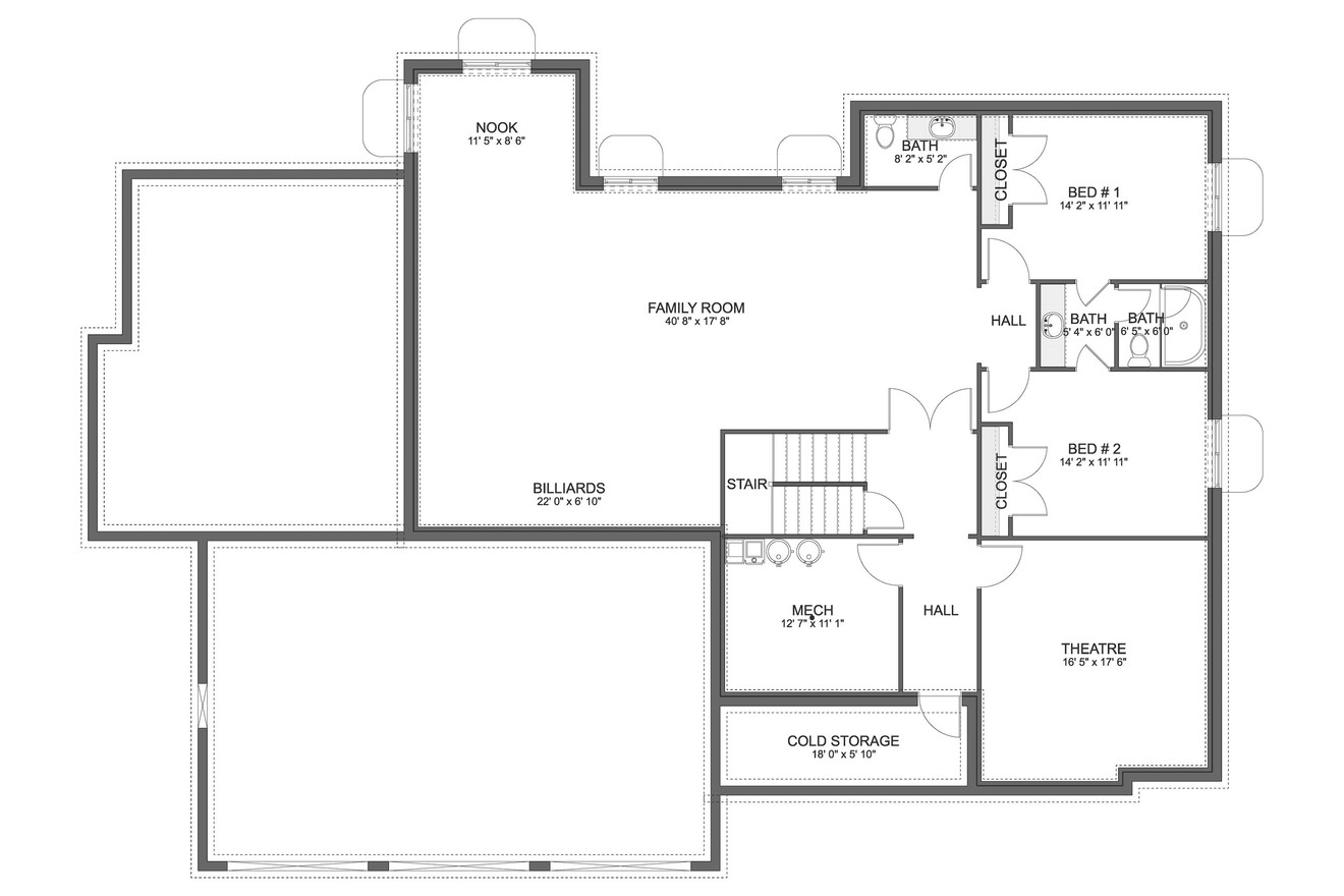 Craftsman House Plan - Honea 74130 - Basement Floor Plan