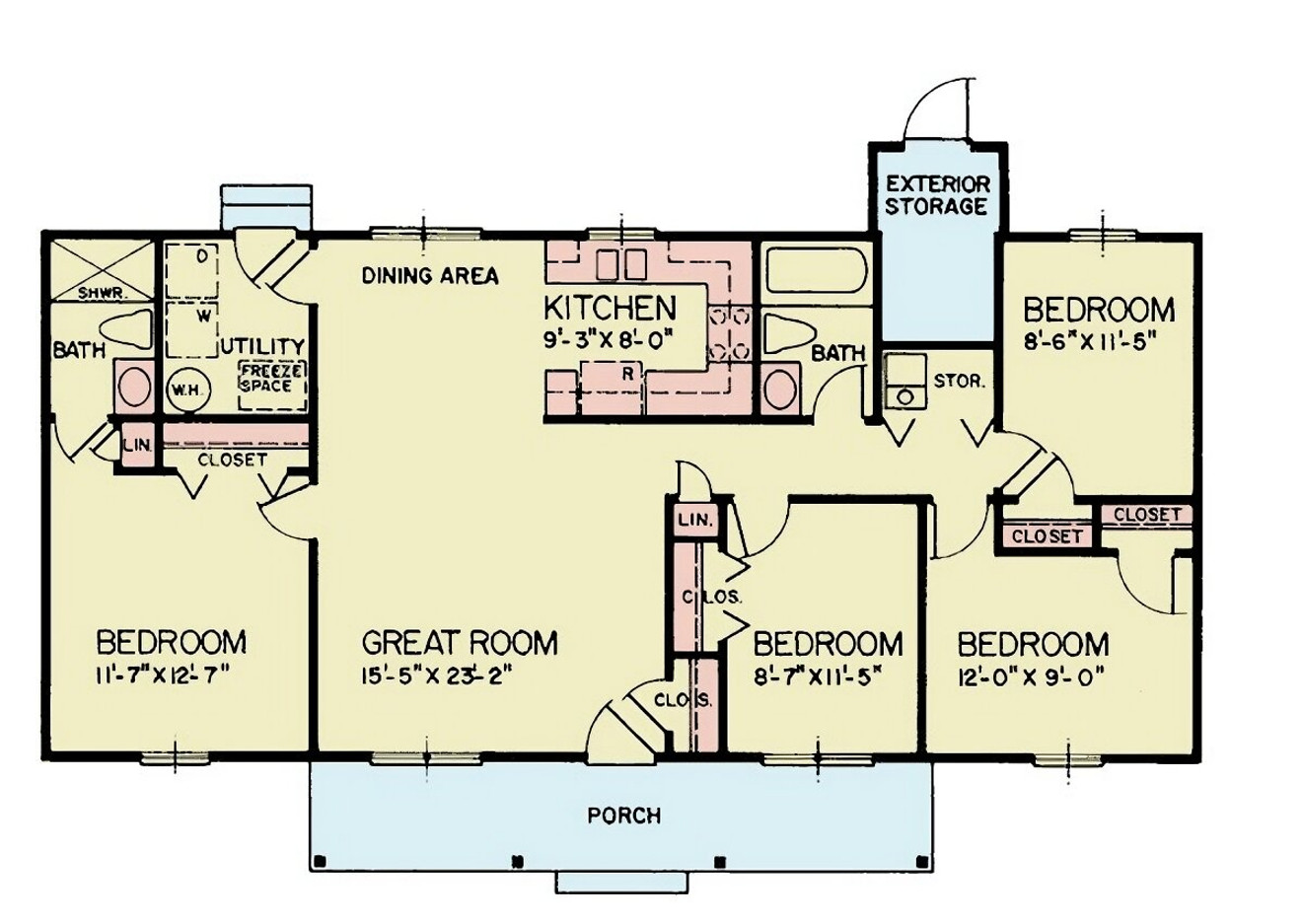 Ranch House Plan - Ezra 2 81461 - 1st Floor Plan