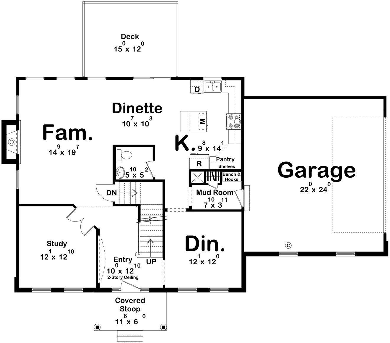 Colonial House Plan - Wallace 94544 - 1st Floor Plan