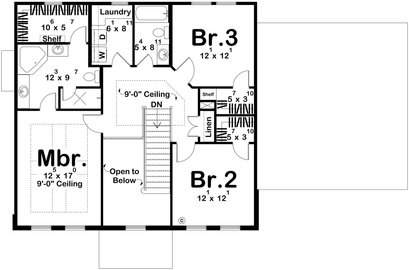 Colonial House Plan - Wallace 94544 - 2nd Floor Plan