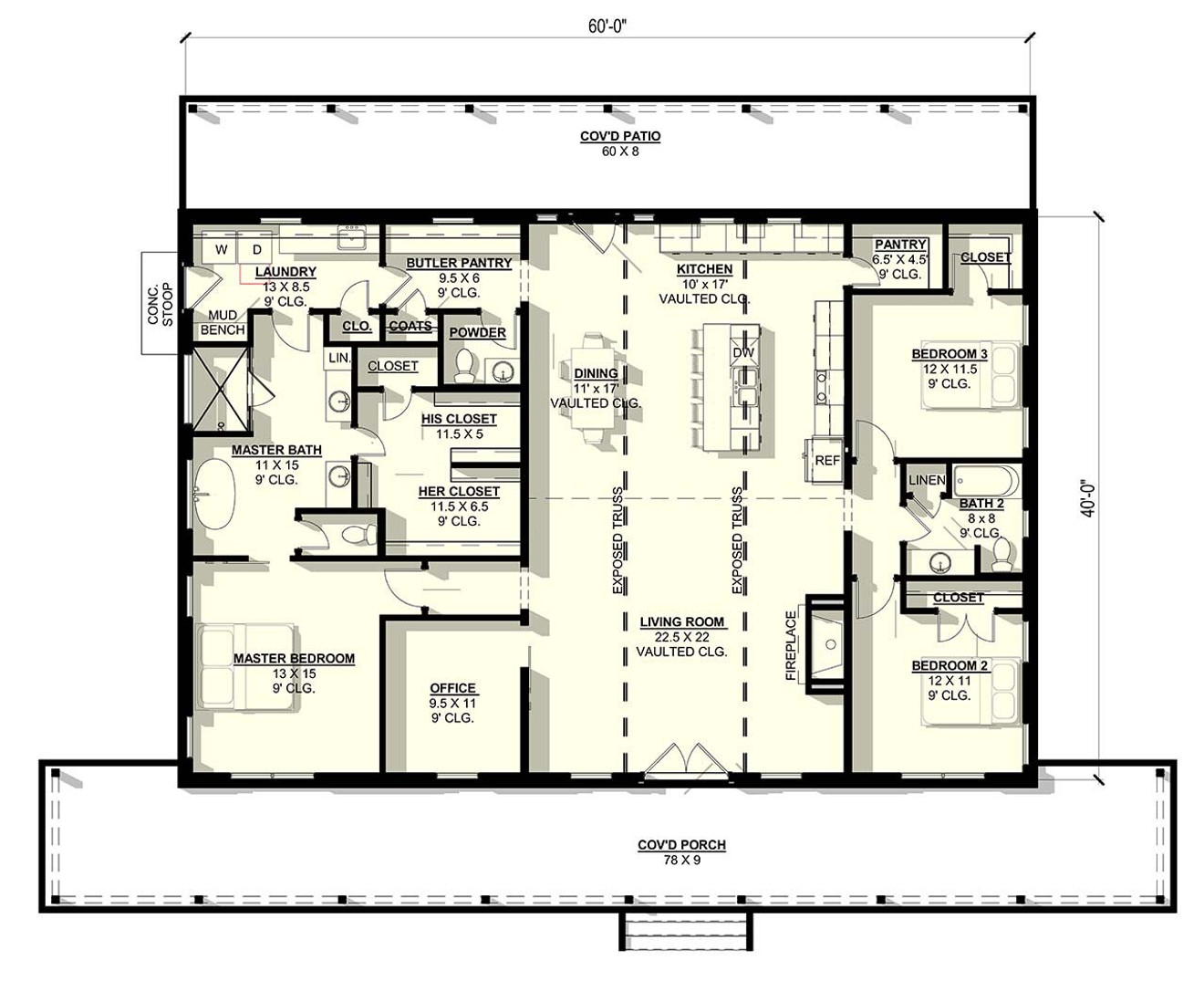 Farmhouse House Plan - Maple 1 81586 - 1st Floor Plan