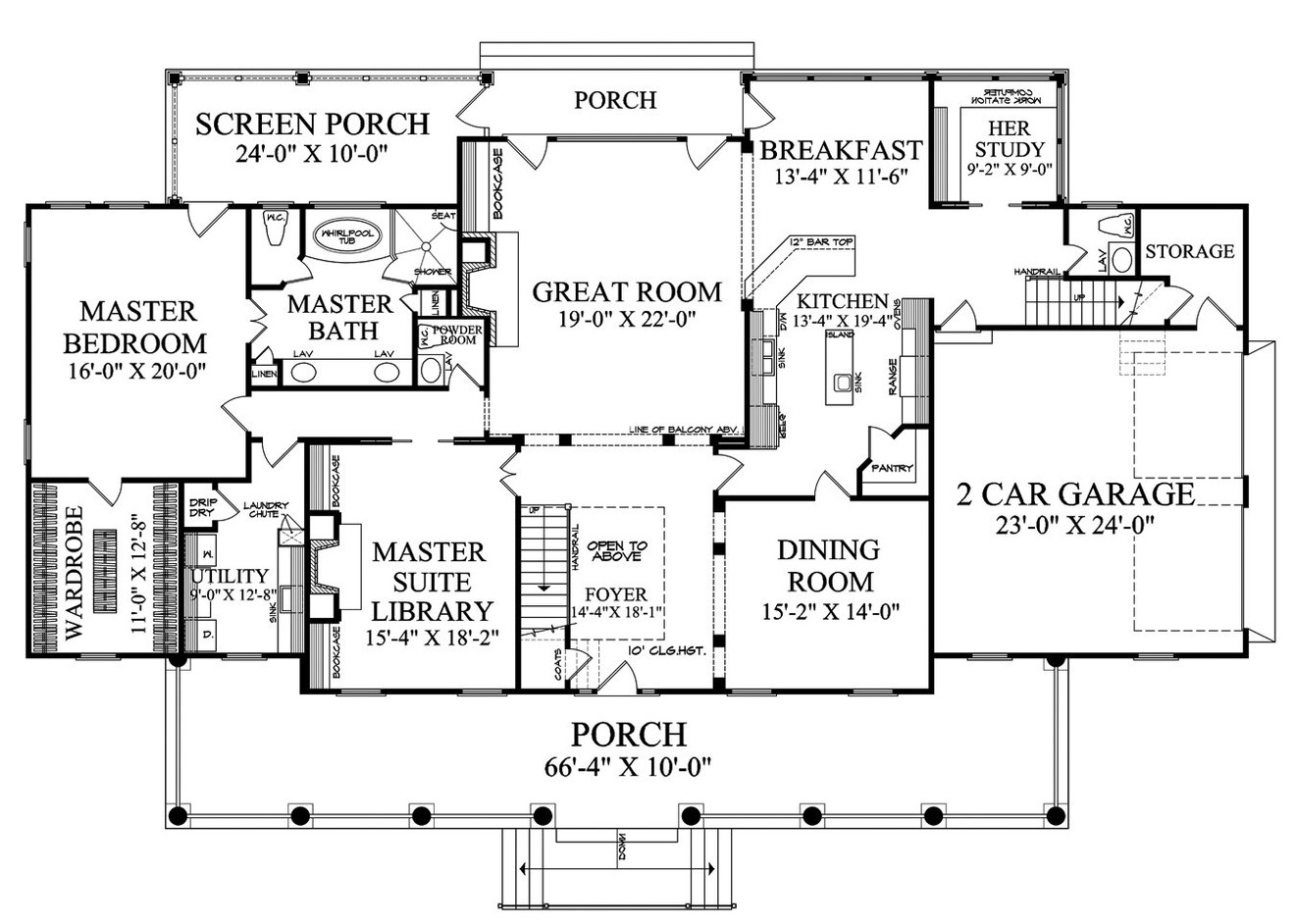Southern House Plan - Clover Lane 27191 - 1st Floor Plan