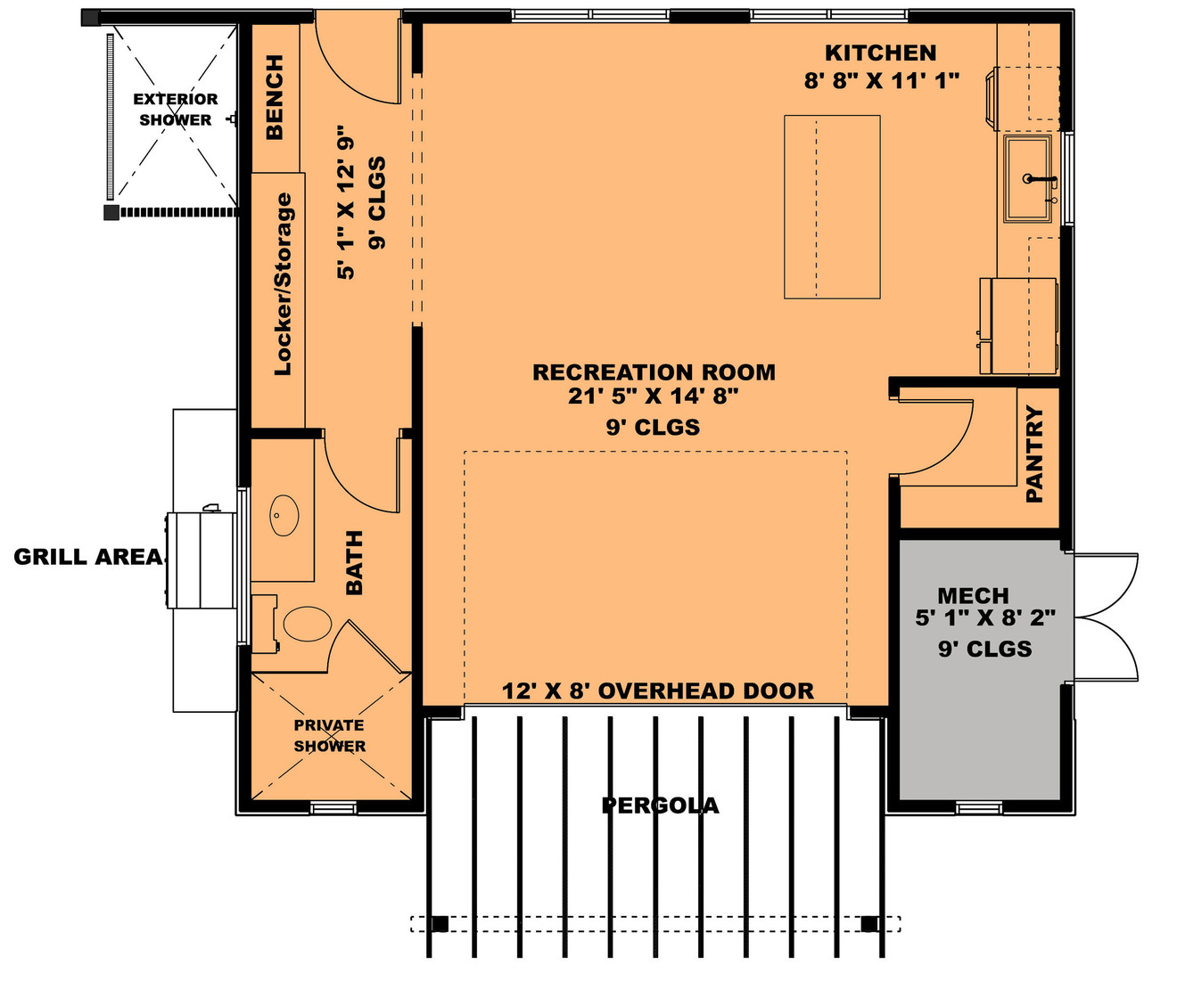 Modern House Plan - Aqua Haven Pool House 79447 - 1st Floor Plan